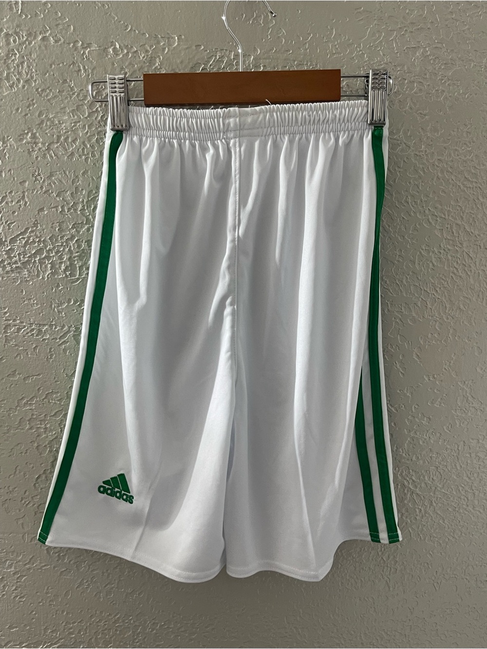 adidas kids White Shorts with Green Side Stripes